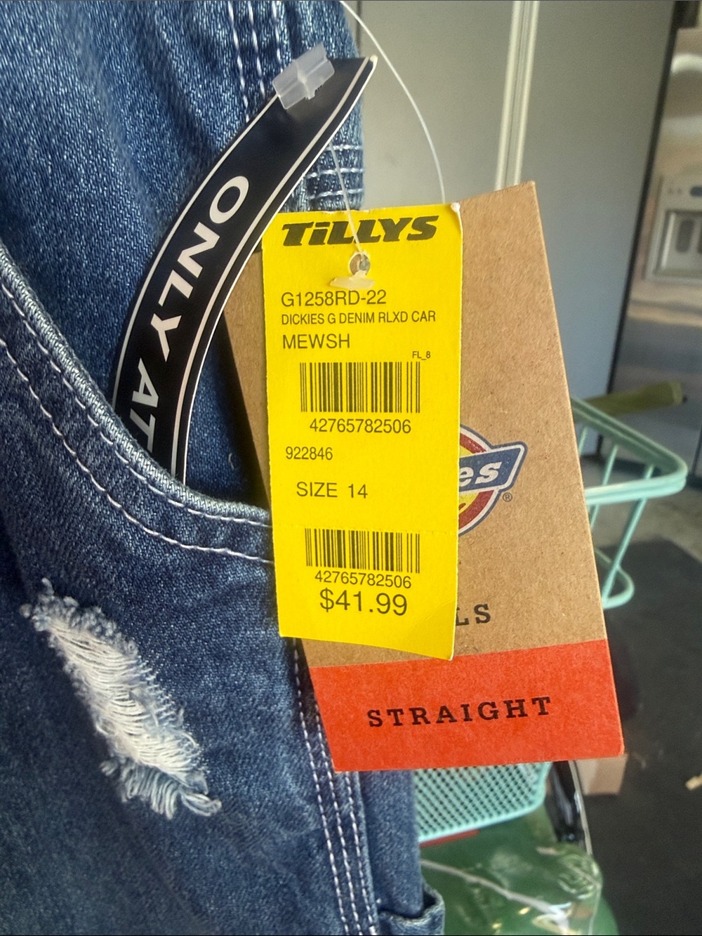 Dickies Women's Distressed Straight Denim Jeans - Blue